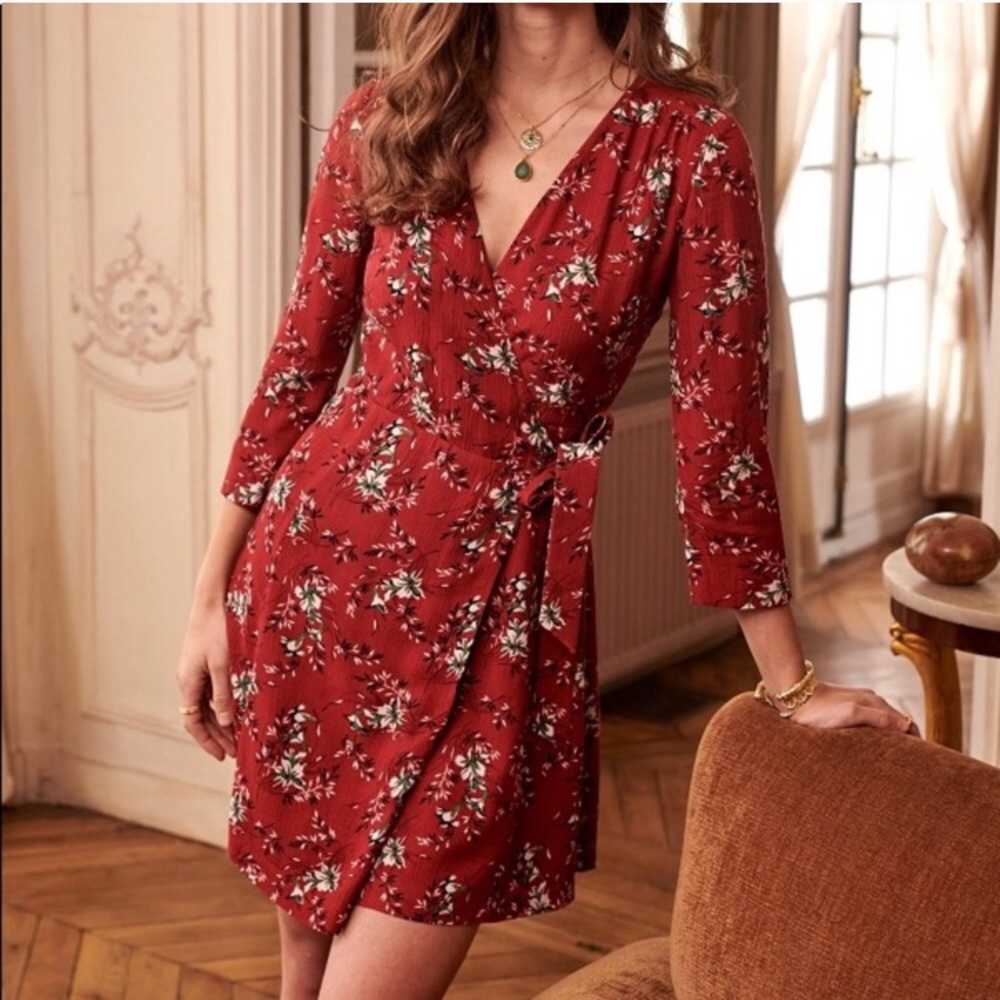 Sezane Floral Wrap Dress